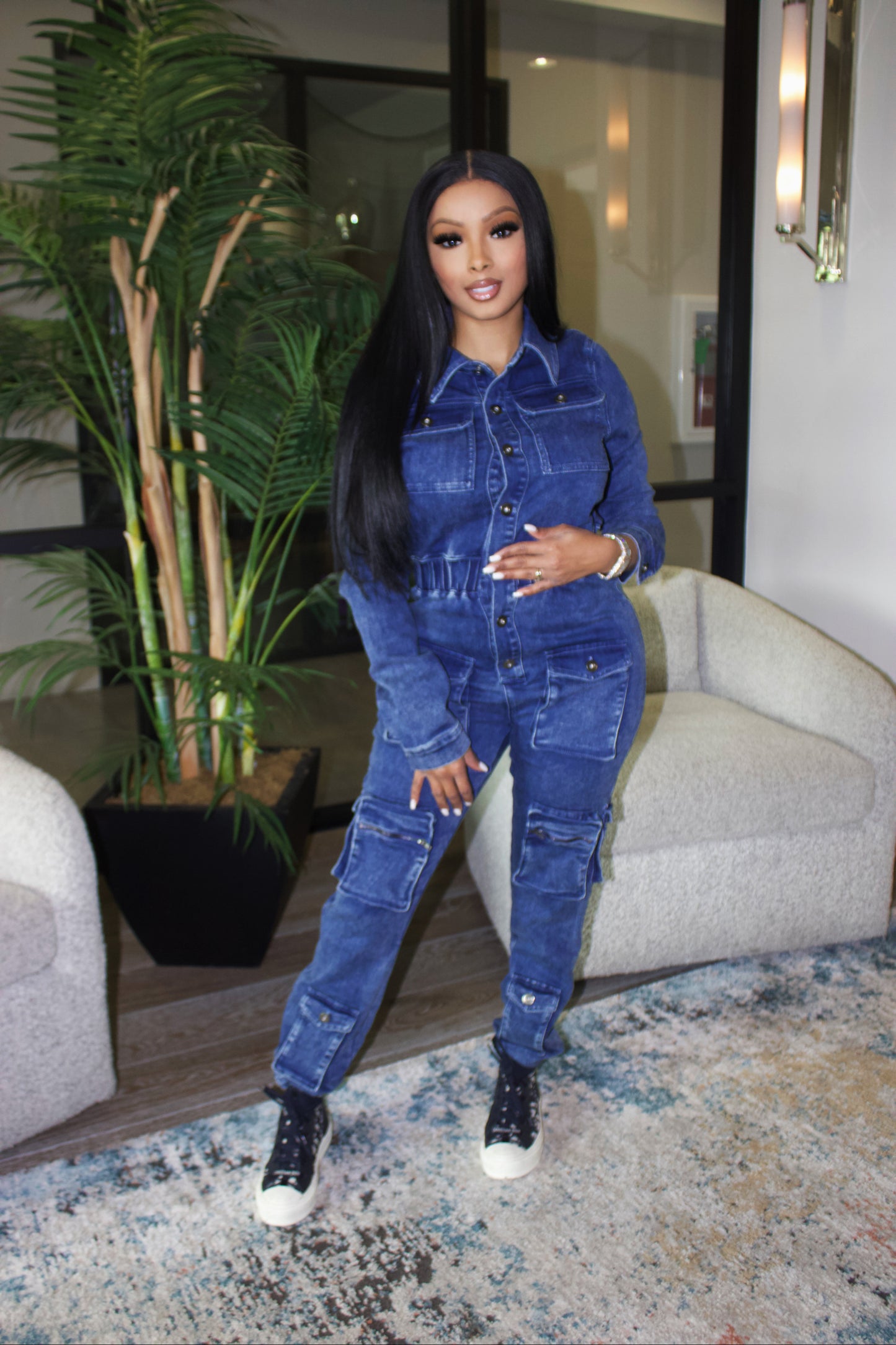 Pocket Denim Jumpsuit