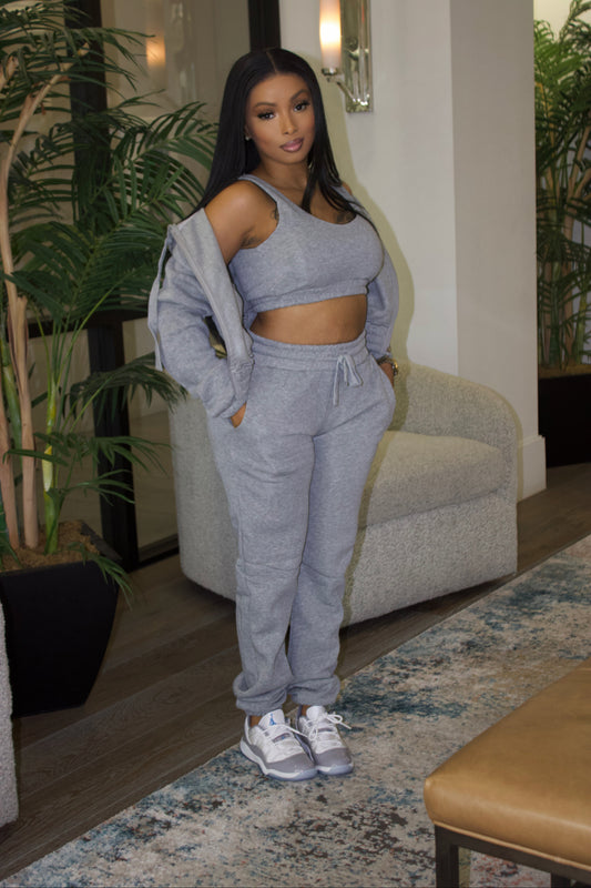 Grey 3Pc Jogger Set