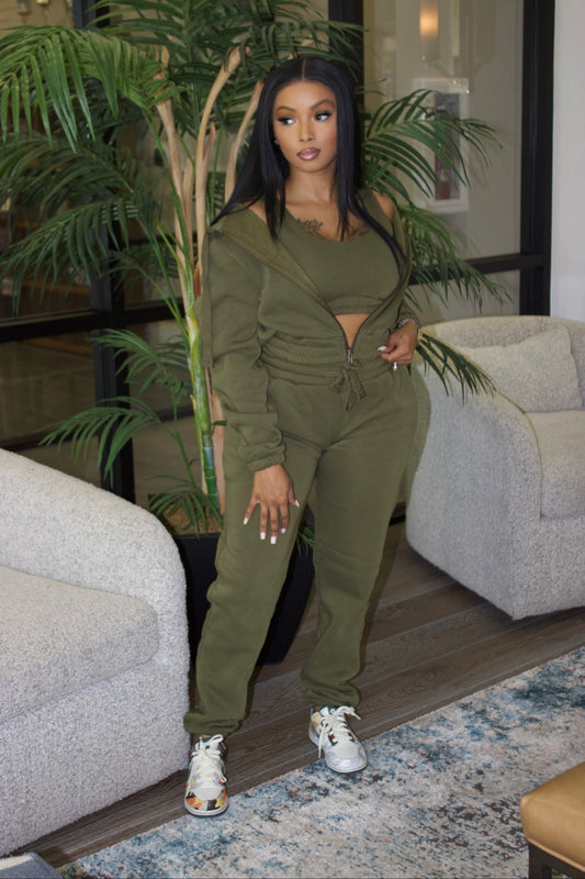 Olive 3Pc Jogger Set